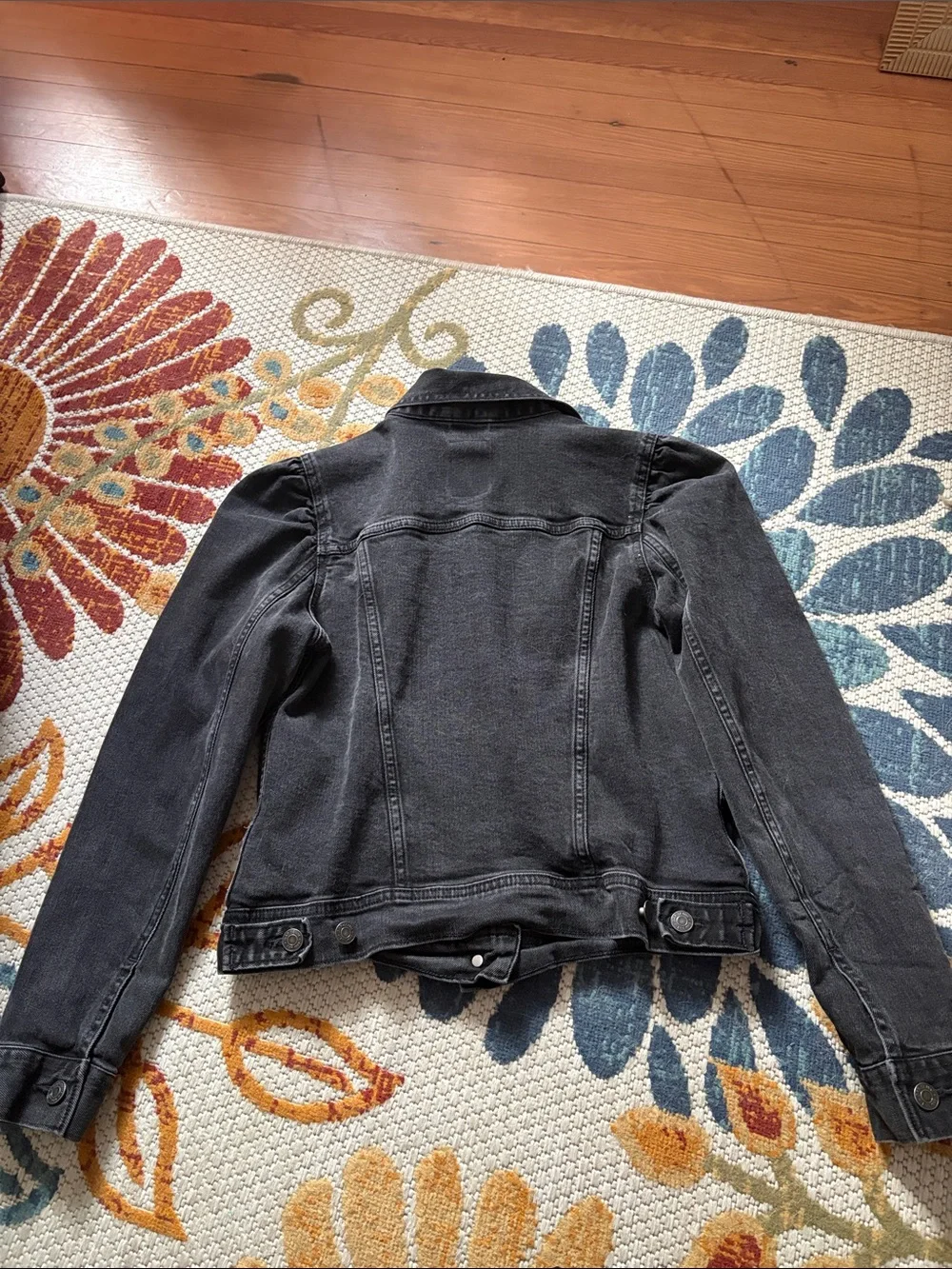 GAP Black Puff Sleeve Jean Jacket